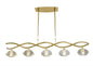 Mantra Alfa Linear Pendant 5 Light G9, Polished Brass