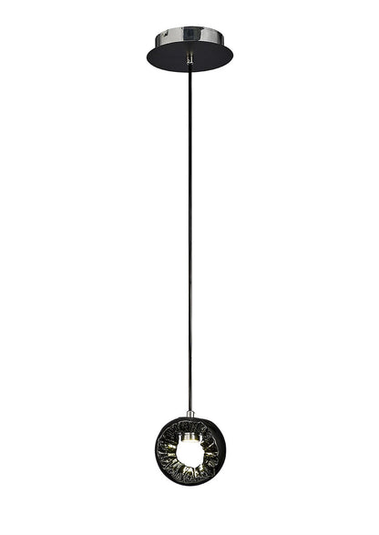 Diyas Salvio 15cm Ceramic Round Sculpture  1 x 3W LED 4200K Chrome/Black, 3yrs Warranty Ceiling Pendant Light Fitting