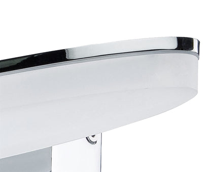 Mantra Fusion Ola Wall Light 6W LED Oval 3000K IP44, 450lm, Polished Chrome/Frosted Acrylic, 3yrs Warranty