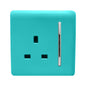 Trendi 1 Gang Artistic Modern Glossy 13 Amp Switched Tactile Plug Socket Bright Teal