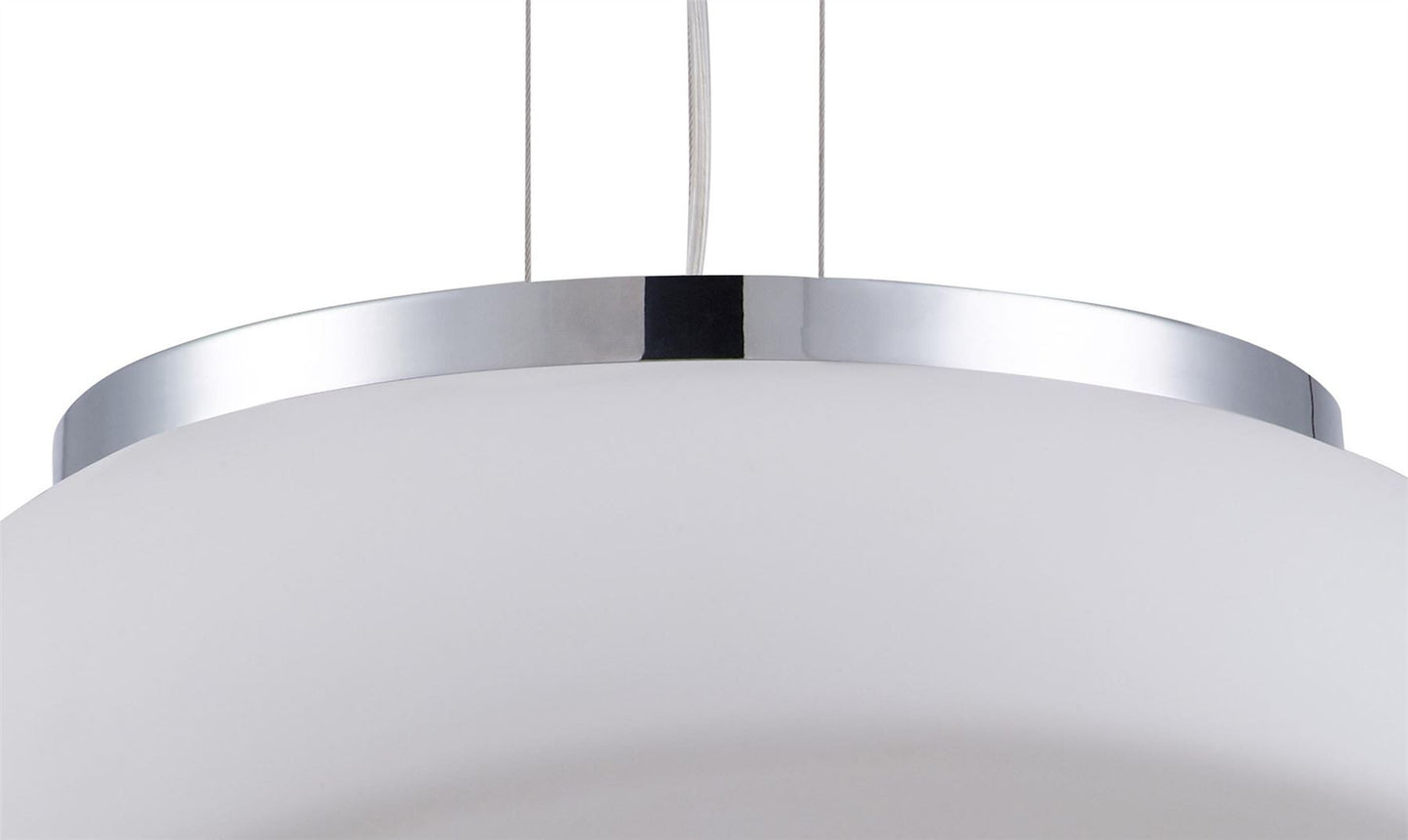 Mantra M4892 Opal Pendant 3 Light E27, Polished Chrome/Frosted White Glass