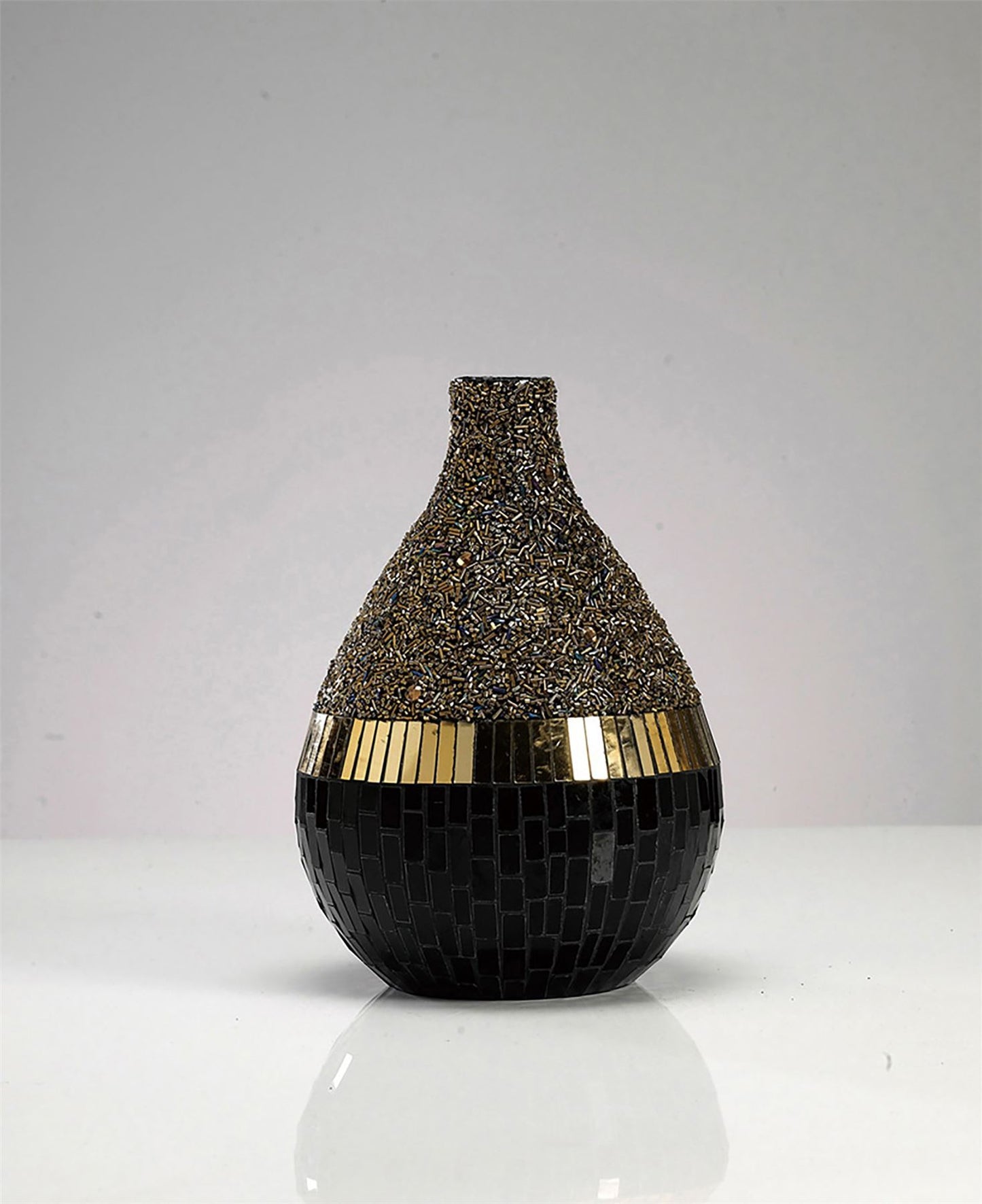 Diyas Home (DH) Mika Mosaic Vase Medium Black/French Gold Mosaic