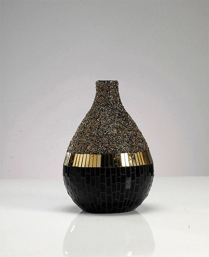 Diyas Home (DH) Mika Mosaic Vase Medium Black/French Gold Mosaic