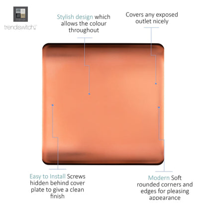 Trendi Artistic Modern Glossy Tactile Single Blanking Plate Copper