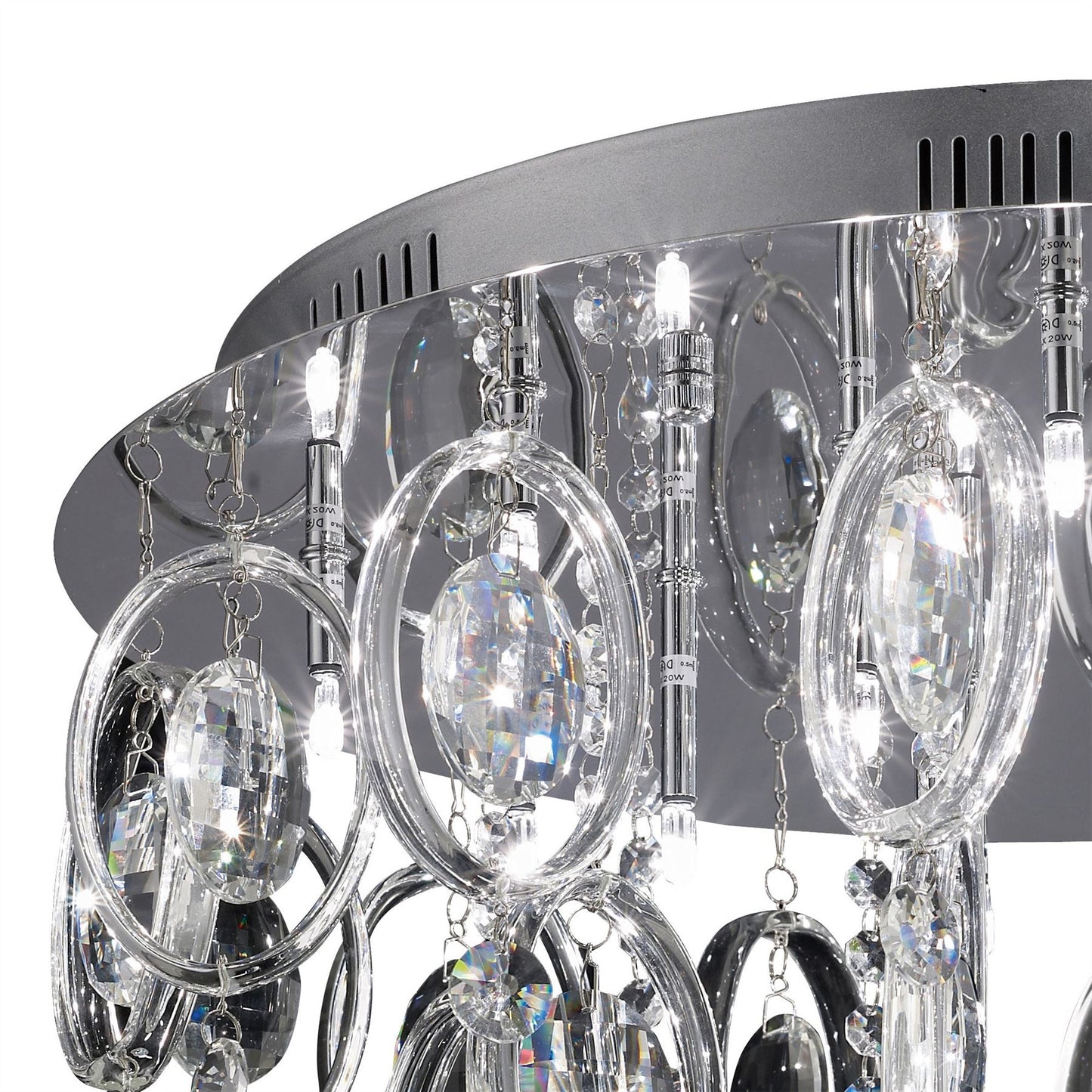 Diyas Solana 59cm  18 Light G4 Polished Chrome/Crystal, NOT LED/CFL Compatible Ceiling Light Fitting
