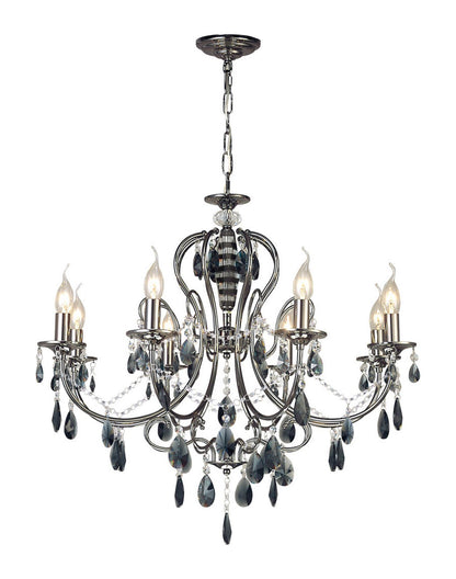 Diyas Luna 77cm Crystal  8 Light E14 Black Chrome/Crystal Ceiling Light Fitting