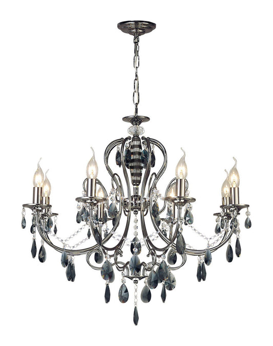Diyas Luna 77cm Crystal  8 Light E14 Black Chrome/Crystal Ceiling Light Fitting