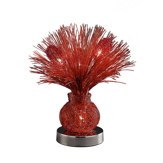 Diyas Home Lenore Aluminium (DH) Lenore Table Lamp 4 Light G4 Red/Polished Polished Chrome, NOT LED/CFL Compatible