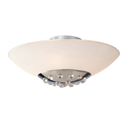 Diyas Amada 45cm Flush  6 Light G9, Polished Chrome/Opal White Glass Ceiling Light Fitting