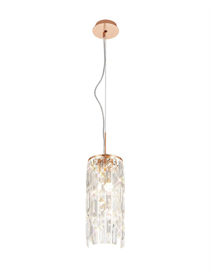 Diyas Maddison 15cm  Cylinder 2 Light G9 Rose Gold/Crystal Ceiling Pendant Light Fitting
