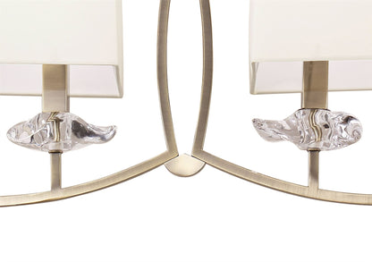 Mantra Akira Linear Pendant 2 Arm 6 Light E14, Antique Brass with Cream Shades