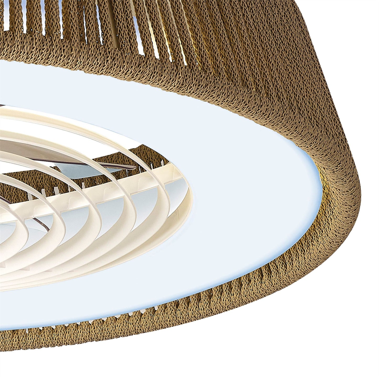 Polinesia Nautica 64.5cm 70W LED Dimmable Ceiling Light With Built-In 35W DC Reversible Fan, Beige Oscu, 4200lm, 5yrs Warranty