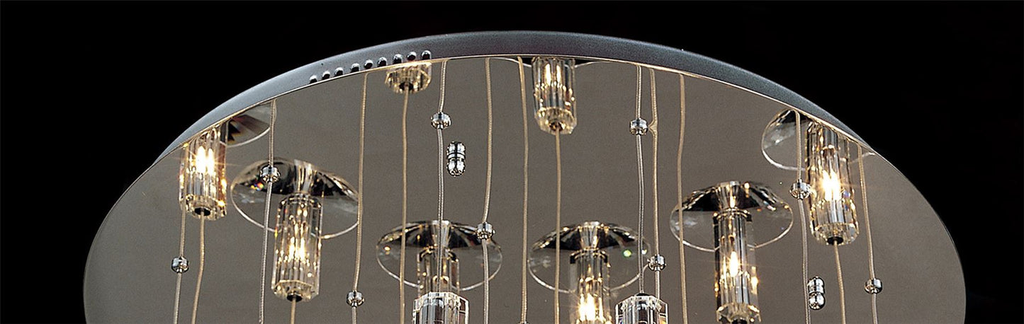 Diyas Troy 60cm  Round 19 Light G4 Polished Chrome/Crystal, NOT LED/CFL Compatible Ceiling Pendant Light Fitting