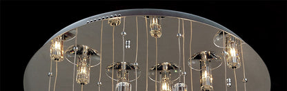 Diyas Troy 60cm  Round 19 Light G4 Polished Chrome/Crystal, NOT LED/CFL Compatible Ceiling Pendant Light Fitting
