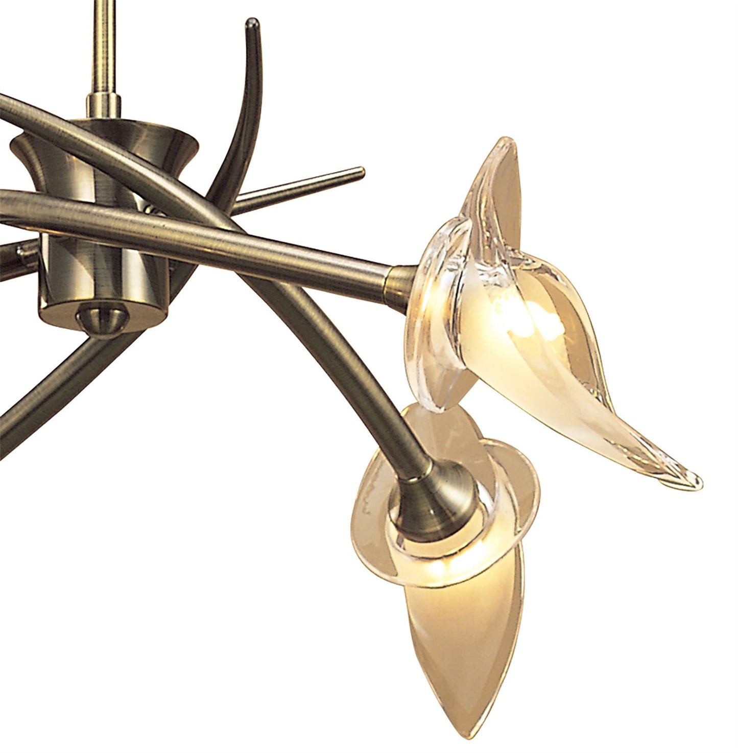 Mantra Flavia 54cm Telescopic Pendant Convertible To Semi Flush Round 4 Light G9, Antique Brass