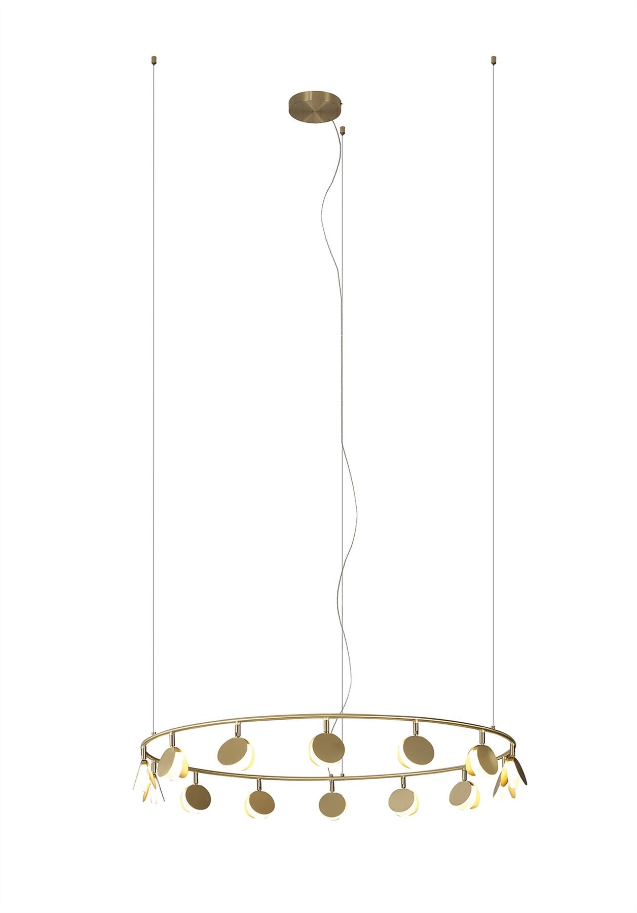 Mantra Shell 106cm 14 Light Pendant, Round, 60W LED, 3000K, 3180lm, Gold, 3yrs Warranty
