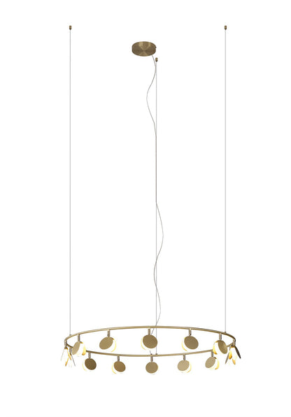 Mantra Shell 106cm 14 Light Pendant, Round, 60W LED, 3000K, 3180lm, Gold, 3yrs Warranty
