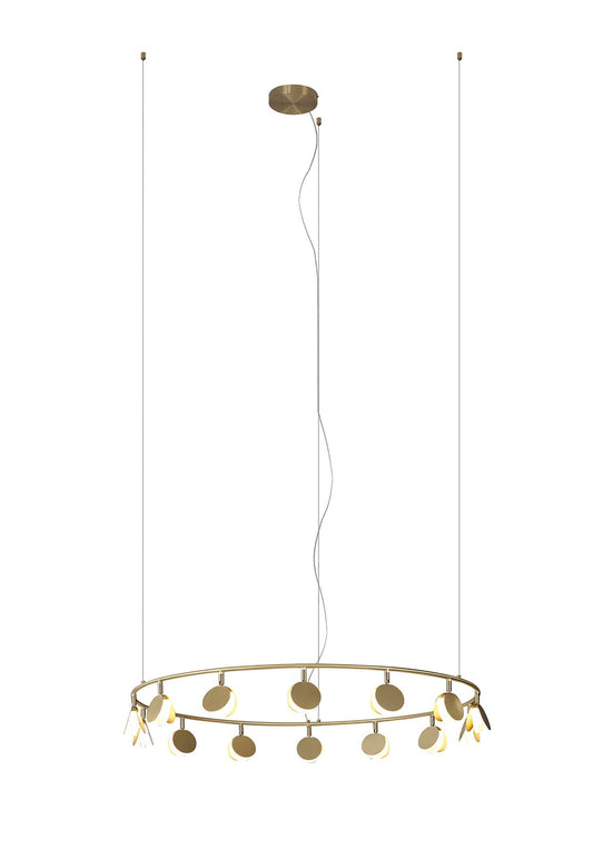 Mantra Shell 106cm 14 Light Pendant, Round, 60W LED, 3000K, 3180lm, Gold, 3yrs Warranty
