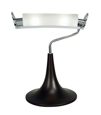 Mantra Zira Table Lamp 2 Light G9, Polished Chrome/Frosted White Glass/Wenge