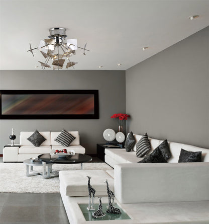 Diyas Meridan 60cm  6 Light G4 Polished Chrome/Smoke Glass, NOT LED/CFL Compatible Ceiling Light Fitting