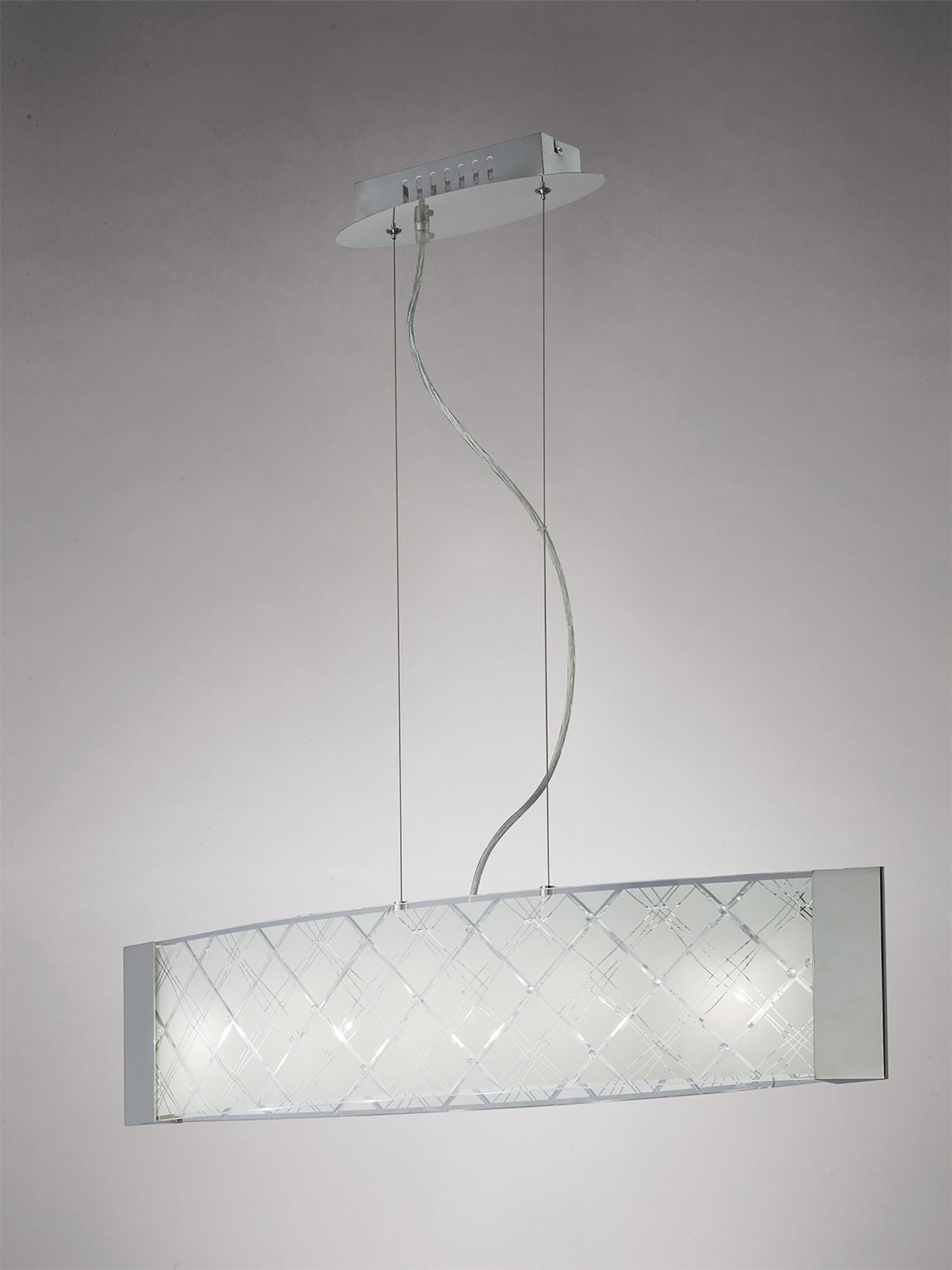 Diyas Aries Linear  5 Light G9 Polished Chrome, Glass Ceiling Pendant Light Fitting