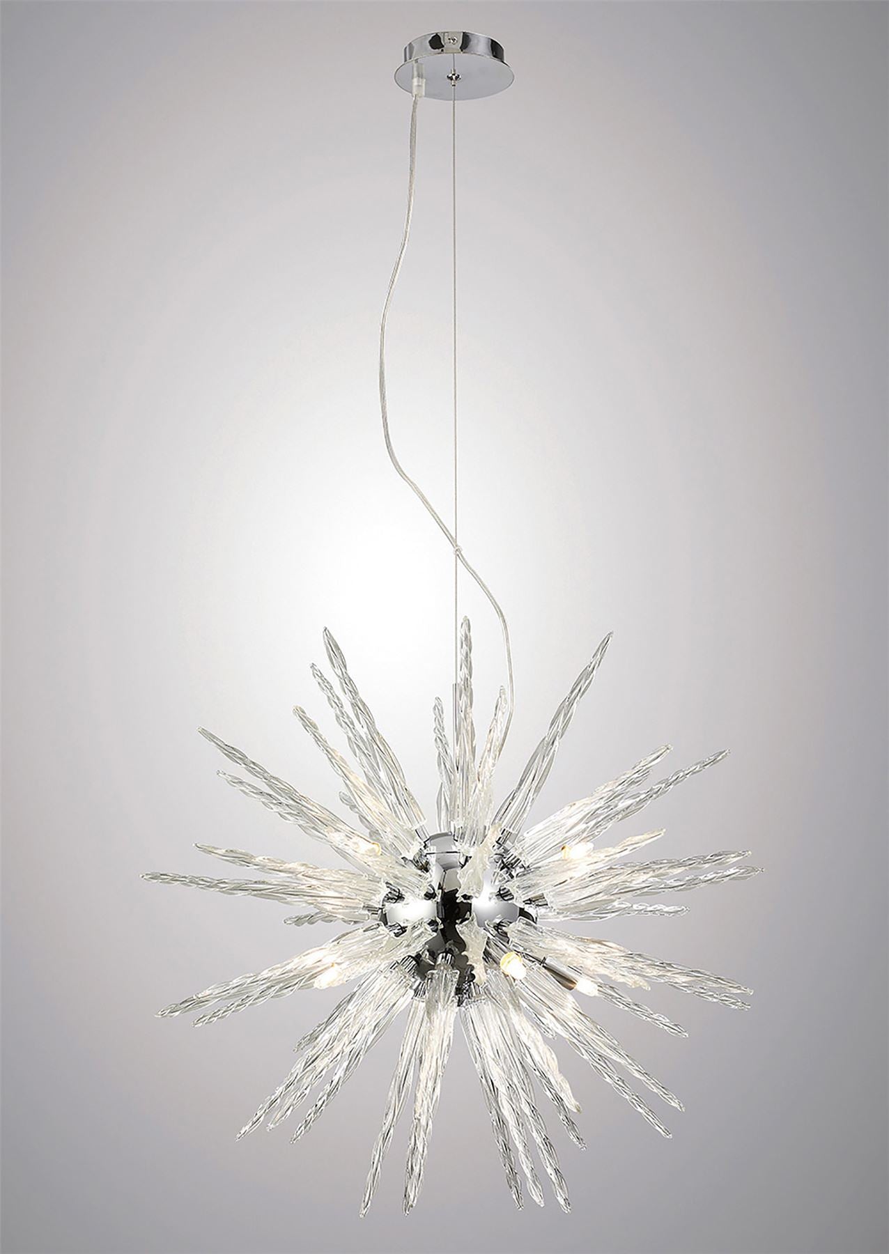Diyas Tropez 60cm  8 Light G9 Polished Chrome/Glass Ceiling Pendant Light Fitting