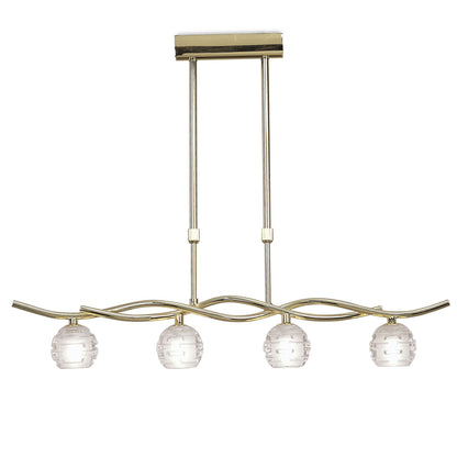 Mantra Dali Telescopic Linear Pendant Line 4 Light G9, Polished Brass