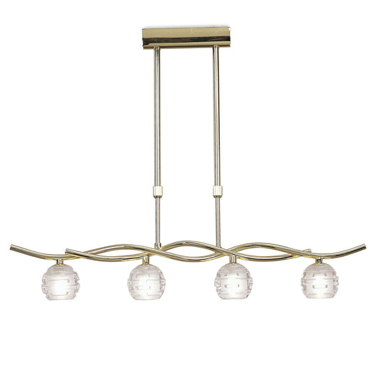 Mantra Dali Telescopic Linear Pendant Line 4 Light G9, Polished Brass