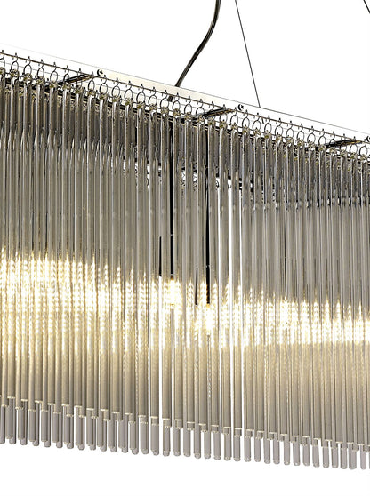 Diyas Zanthe  Linear 10 Light G9 Polished Chrome/Clear Glass Ceiling Pendant Light Fitting