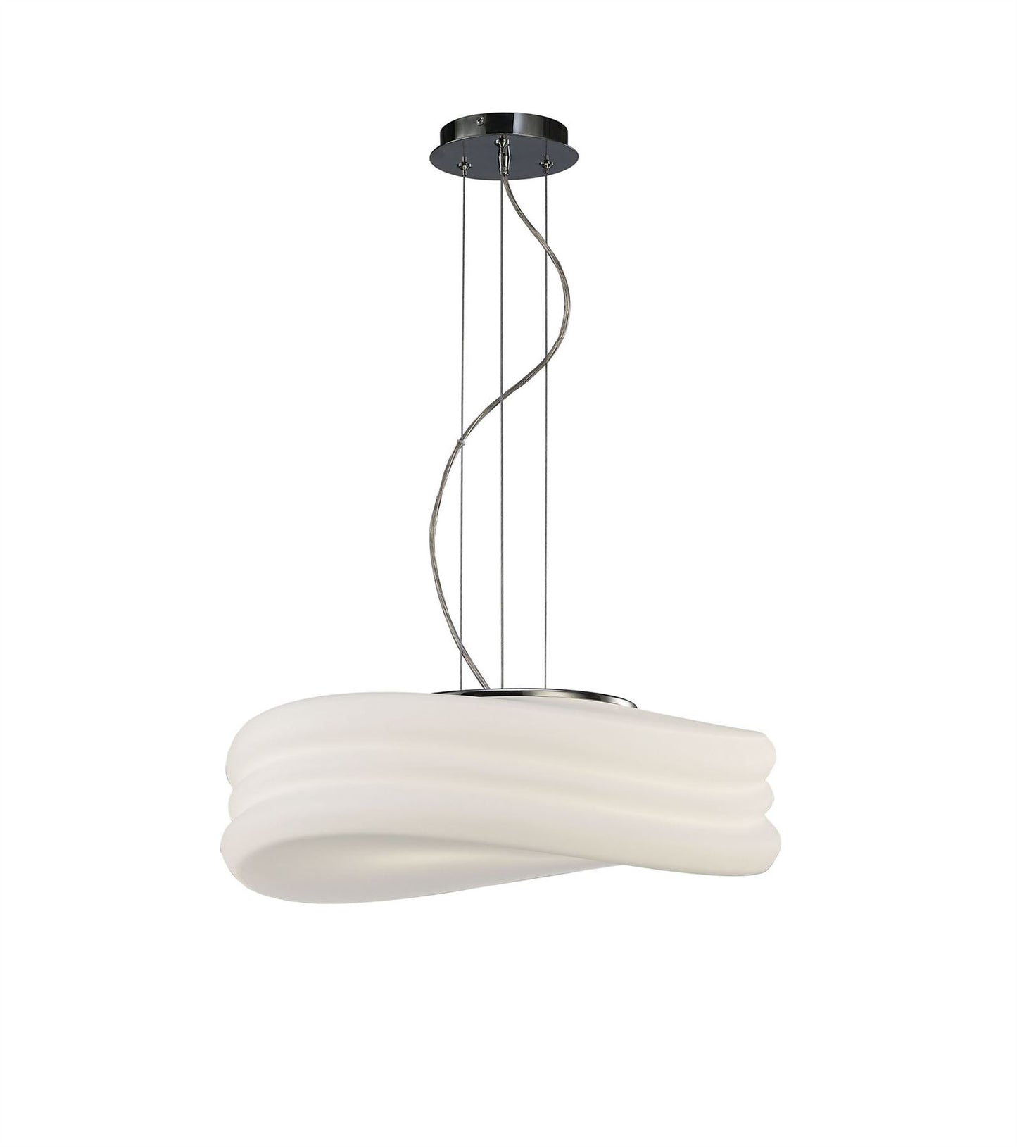 Mantra M3620 Mediterraneo Pendant 3 Light E27 Large, Polished Chrome/Frosted White Glass
