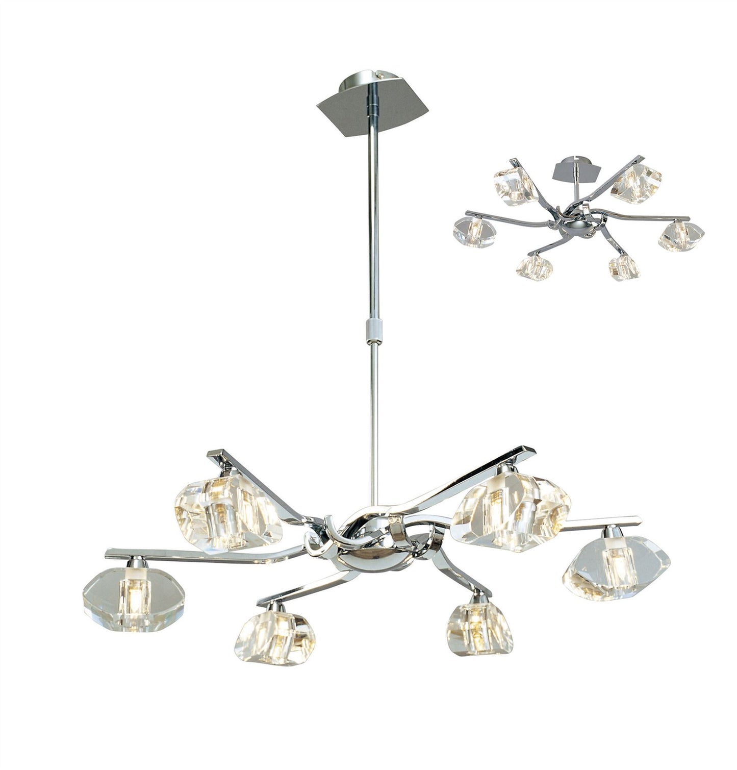 Mantra M0412 Alfa Telescopic Semi Flush Convertible 6 Light G9, Polished Chrome