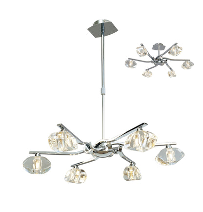 Mantra M0412 Alfa Telescopic Semi Flush Convertible 6 Light G9, Polished Chrome