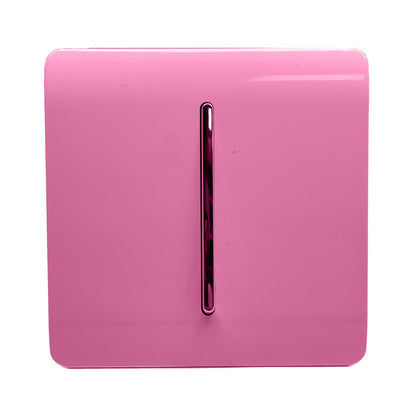Trendi 1 Gang 2 Way 240V Screwless Artistic Modern Glossy 10 Amp Chrome Rocker Electrical Wall Light Switch in Candy Pink (5 pack)