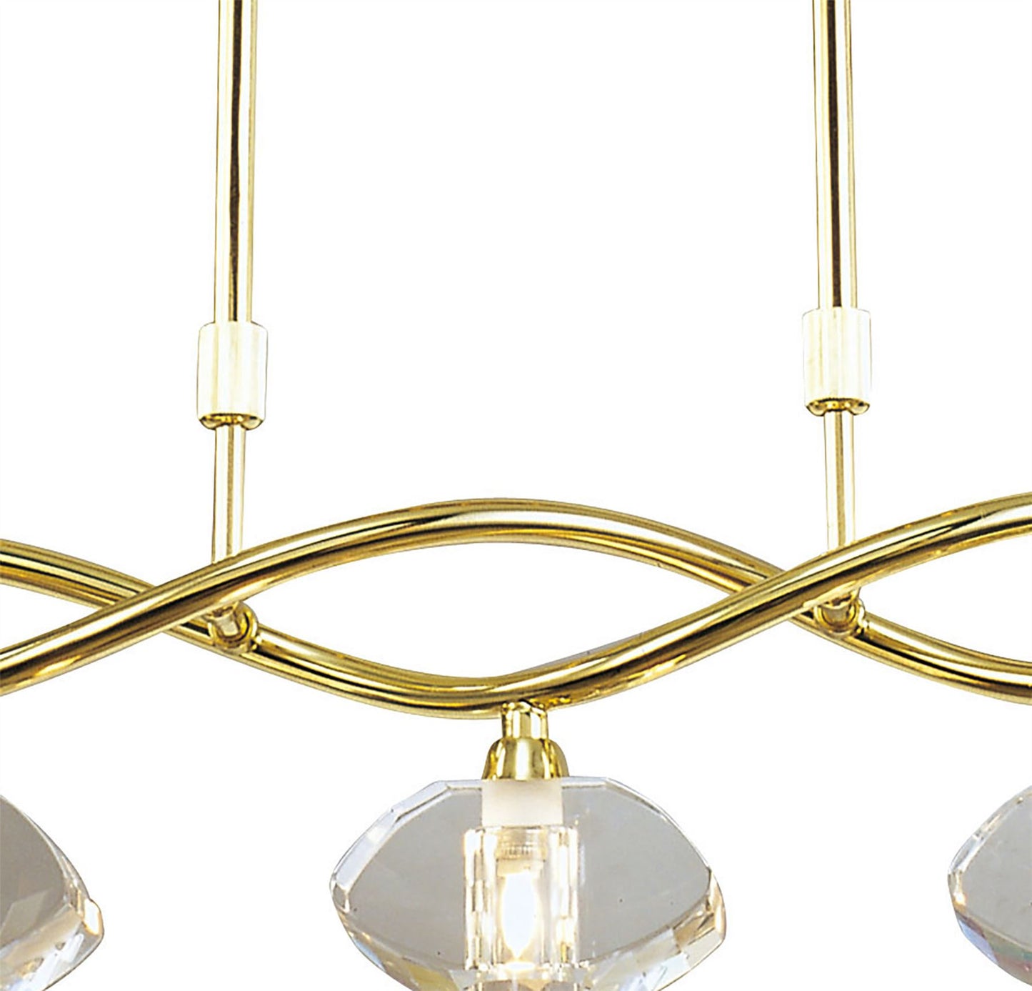 Mantra Alfa Linear Pendant 5 Light G9, Polished Brass