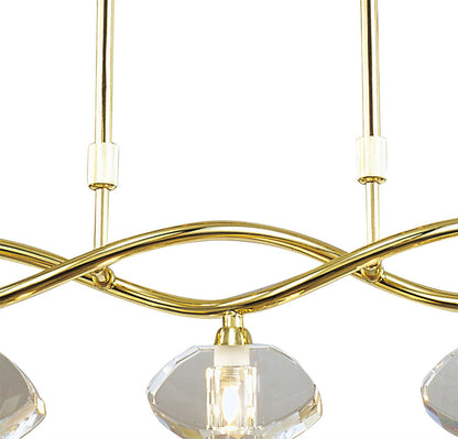 Mantra Alfa Linear Pendant 5 Light G9, Polished Brass