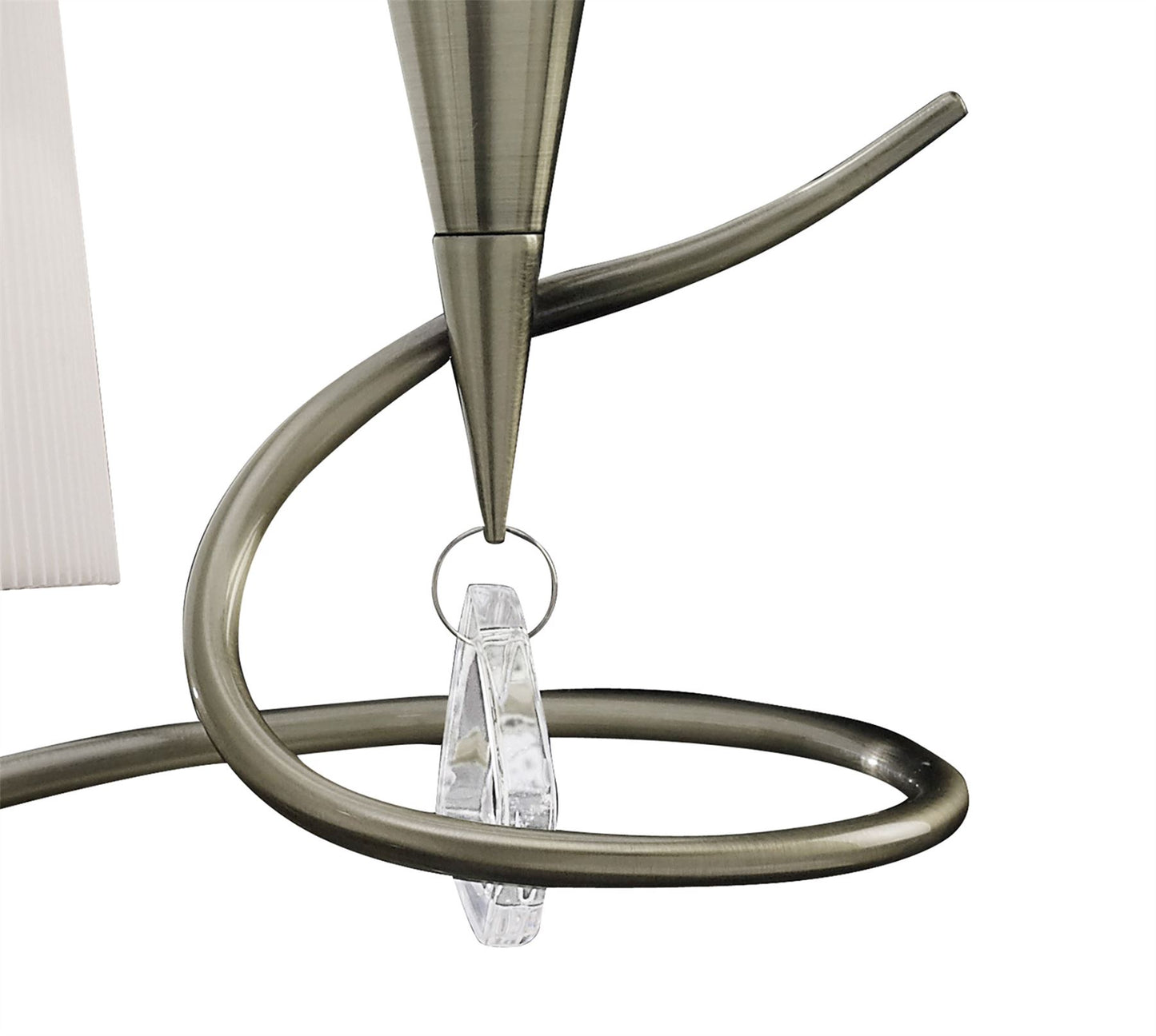 Mantra Mara Table Lamp 2 Light E14, Antique Brass with Ivory White Shades