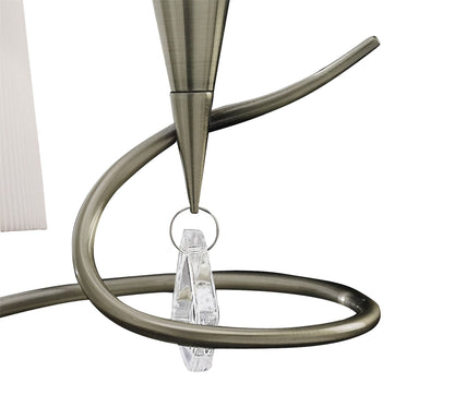 Mantra Mara Table Lamp 2 Light E14, Antique Brass with Ivory White Shades