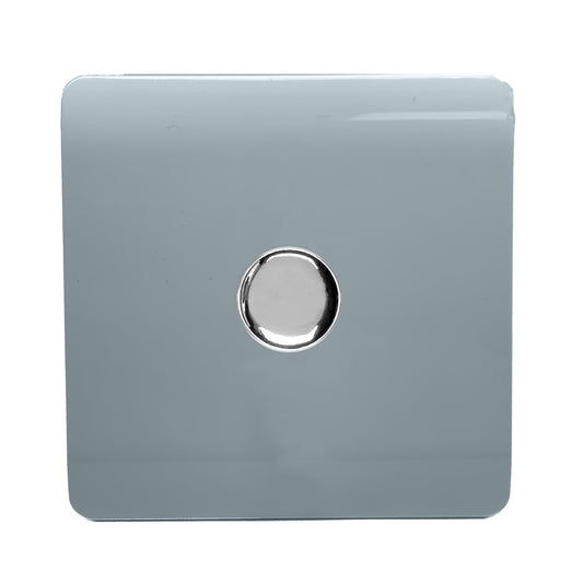 Trendi 1 Gang 2 Way 150w LED Dimmer Screwless 10 Amp Wall Light Switch in Cool Grey - ART-LDM150WCG