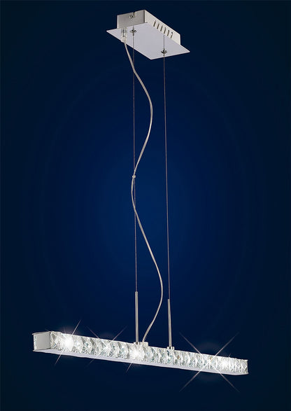 Diyas Galaxy  Linear 12W LED 6000K Polished Chrome/Crystal Ceiling Pendant Light Fitting