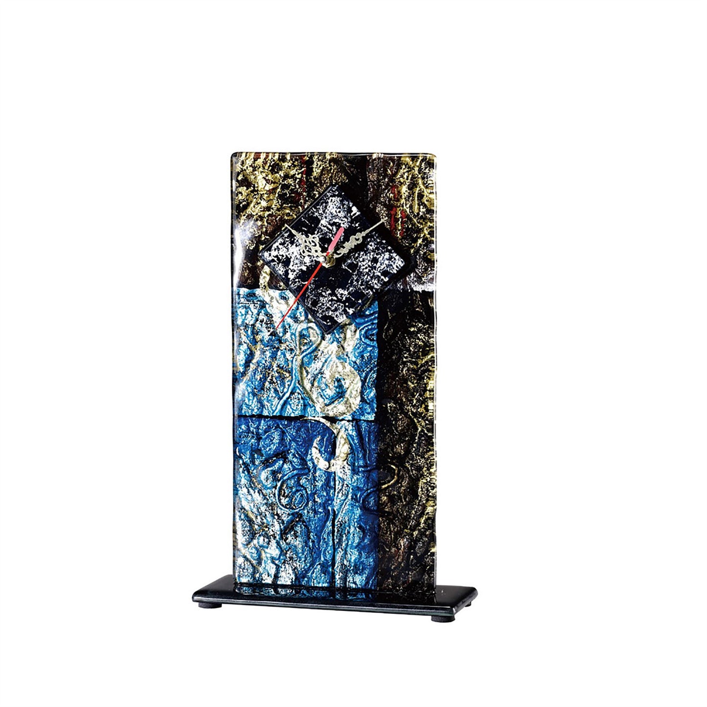 Diyas Home (DH) Delphia Glass Art Clock Brown/Blue/Multi-Colour Glitter