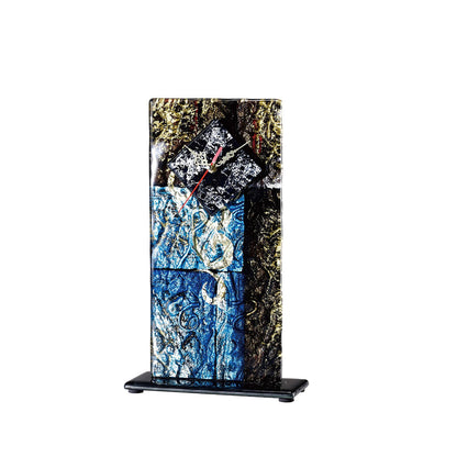 Diyas Home (DH) Delphia Glass Art Clock Brown/Blue/Multi-Colour Glitter