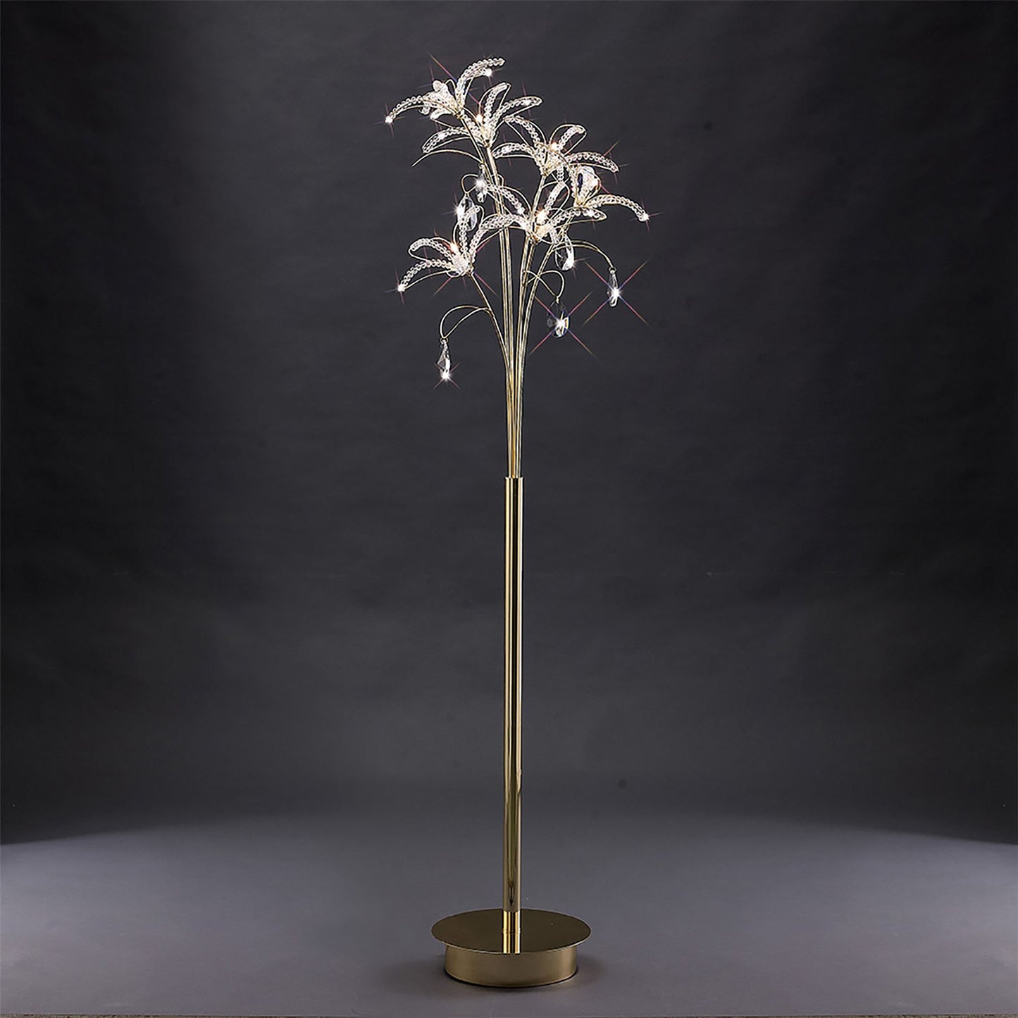 Diyas Kenzo Floor Lamp 6 Light G4 French Gold/Crystal, NOT LED/CFL Compatible