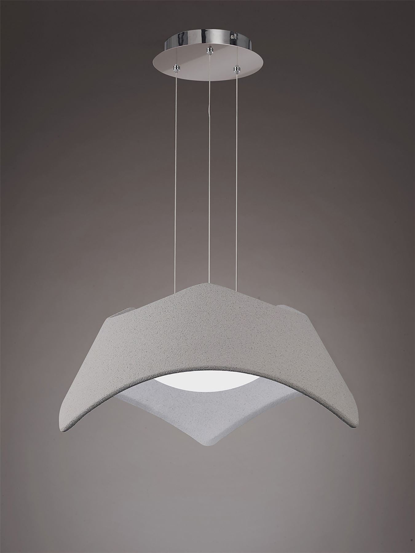 Mantra M4815 Maui Pendant 3 Light E27, Cement Effect/Polished Chrome