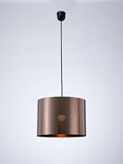 Deco Dako Black Pendant 1 Light E27 with 350 x 250mm Metallic Bronze Finish Cylinder Shade, c/w Ceiling Bracket