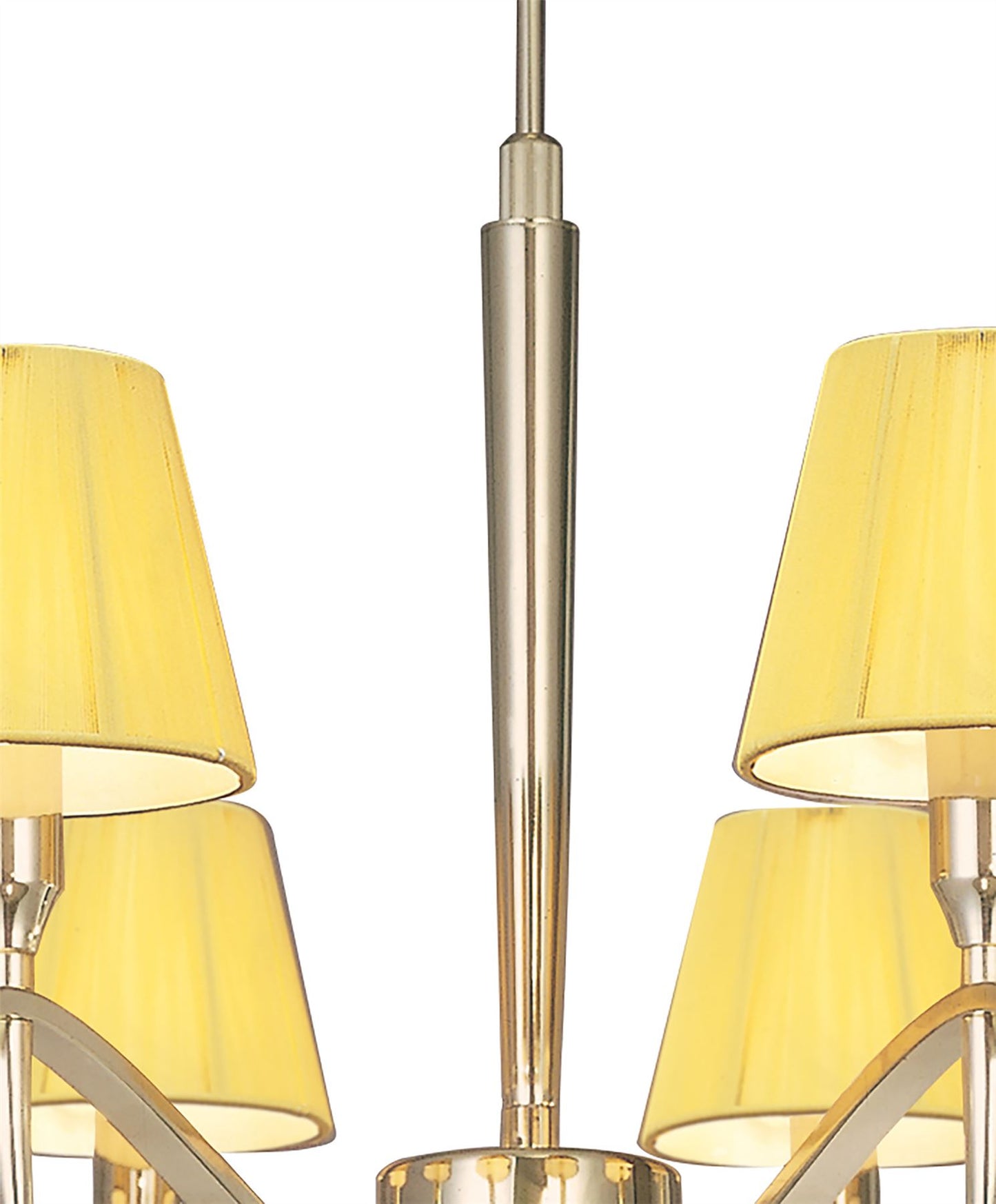 Mantra Siena 75cm Pendant Round 8 Light E14, Polished Brass with Amber Cream Shades and Clear Crystal
