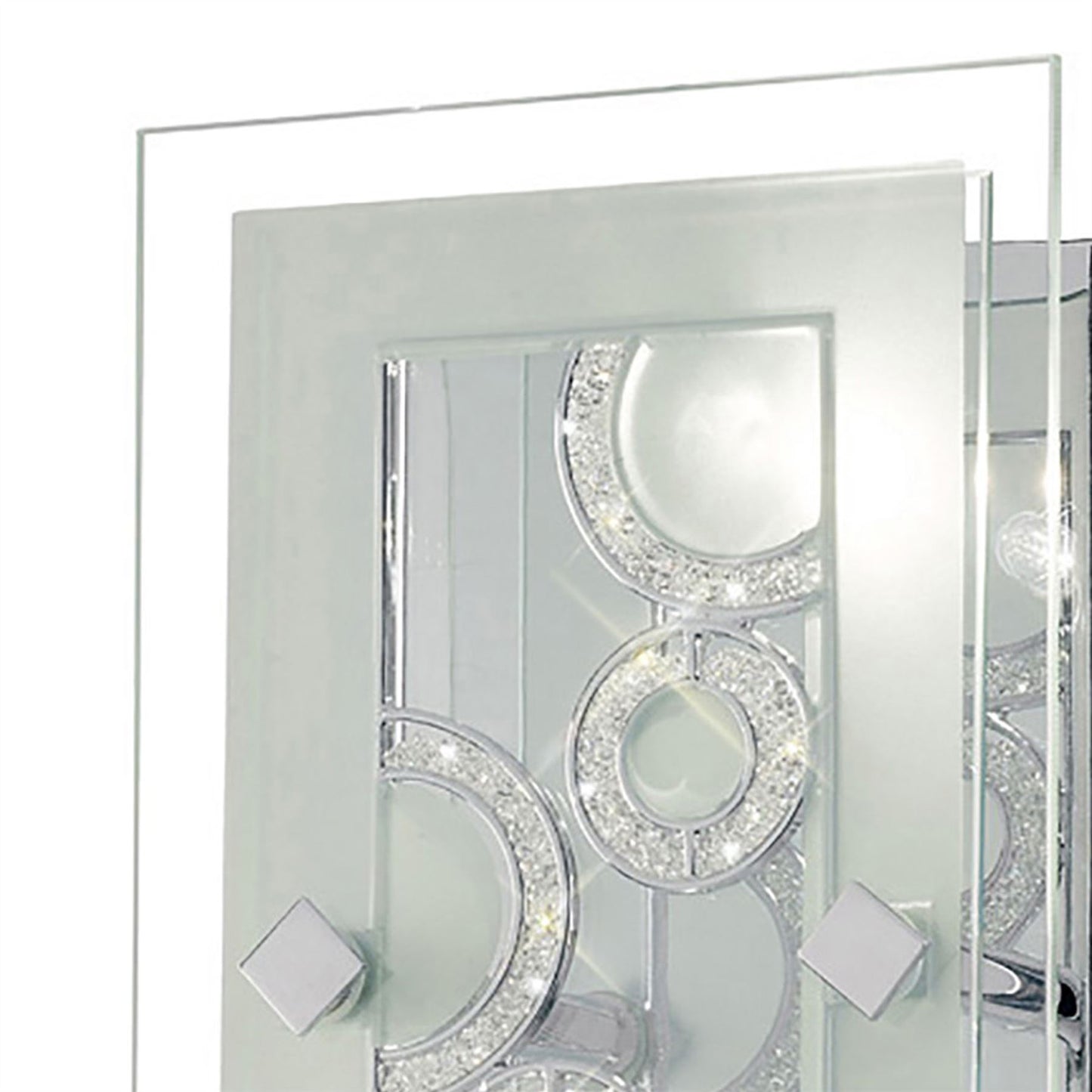 Diyas Destello Wall Light/ Rectangle with Circle Pattern 2 Light G9 Polished Chrome/Crystal Ceiling Light Fitting
