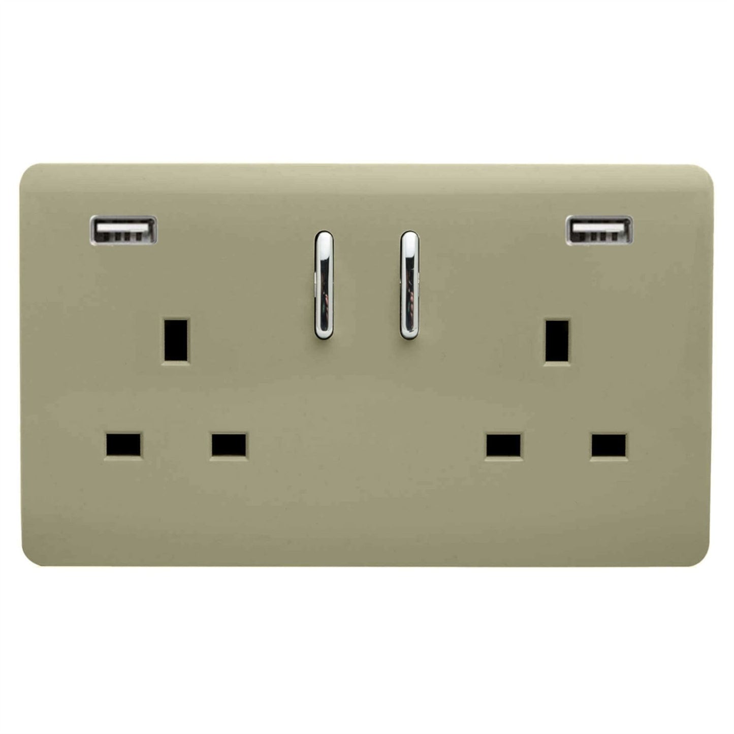 Trendi 2 Gang Artistic Modern Glossy 13 Amp 2 x 3.1mA USB Switched Plug Socket Chapagne Gold