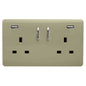 Trendi 2 Gang Artistic Modern Glossy 13 Amp 2 x 3.1mA USB Switched Plug Socket Chapagne Gold