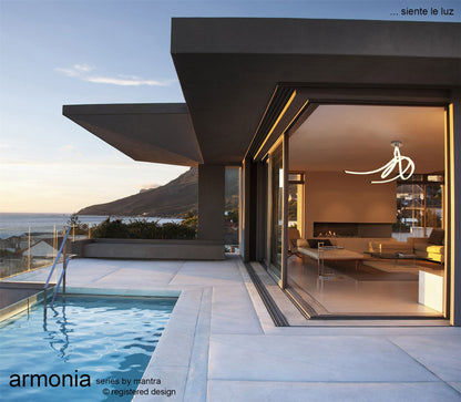Mantra Armonia Semi Flush Large Ribbons, 60W LED, 3000K, 4500lm, Polished Chrome/Frosted Acrylic, 3yrs Warranty Ceiling