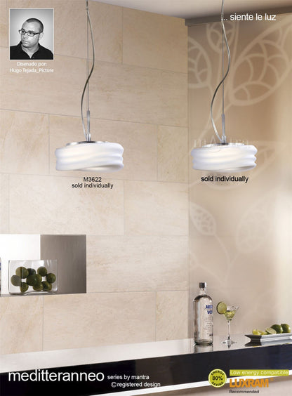 Mantra M3622 Mediterraneo Pendant 2 Light GU10 Small, Polished Chrome/Frosted White Glass